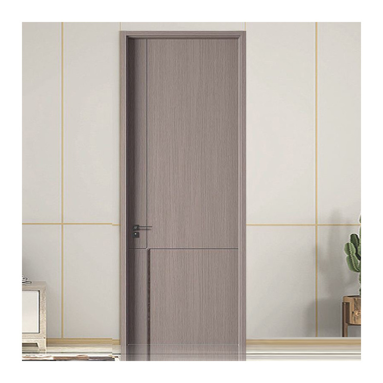 RTA Grey Beige Flat Doors Premium Solid Wooden Bedroom Soundproof Prehung Doors Composite WPC Reading Room Bathroom Shaker Doors