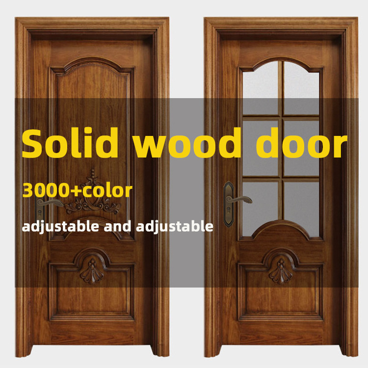 Factory White Engraved Solid Wooden Soundproof Prehung Doors Plastic Composite WPC Interior Doors MDF HDF Housing Bedroom Doors