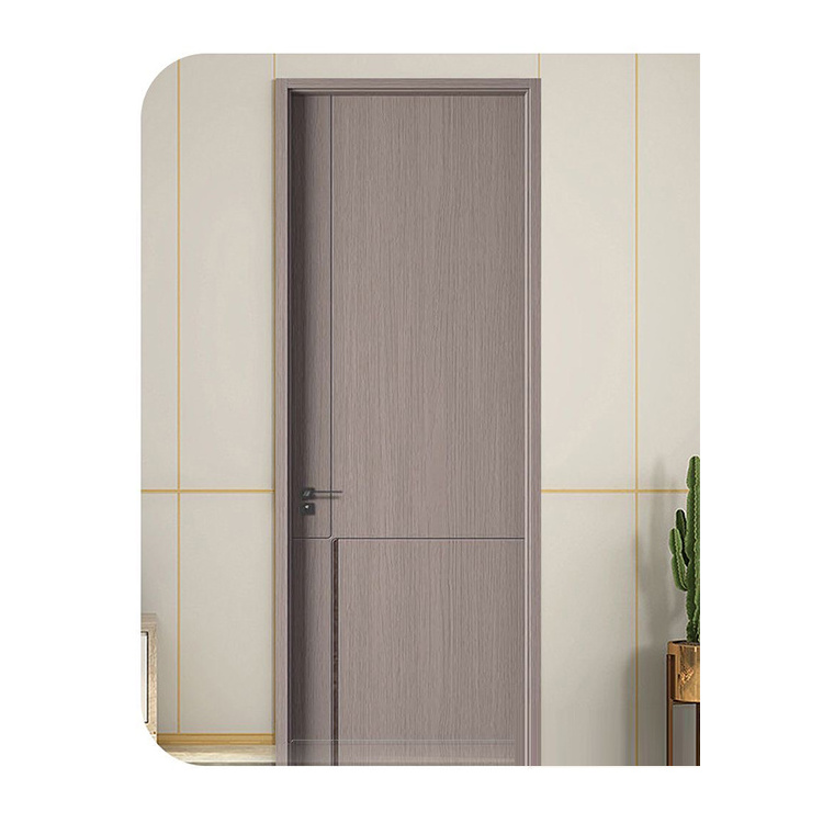 RTA Factory Beige Grey Flat Door Premium Solid Wooden Bedroom Soundproof Prehung Doors Composite WPC Reading Room Bathroom Doors