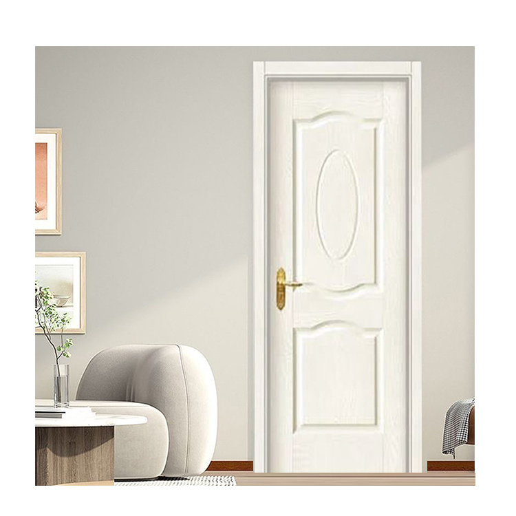 Factory White Flat Doors Premium Solid Wooden Bedroom Soundproof Prehung Doors Composite WPC Reading Room Bathroom Shaker Doors