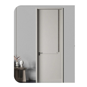 RTA Factory Beige Grey Flat Door Premium Solid Wooden Bedroom Soundproof Prehung Doors Composite WPC Reading Room Bathroom Doors