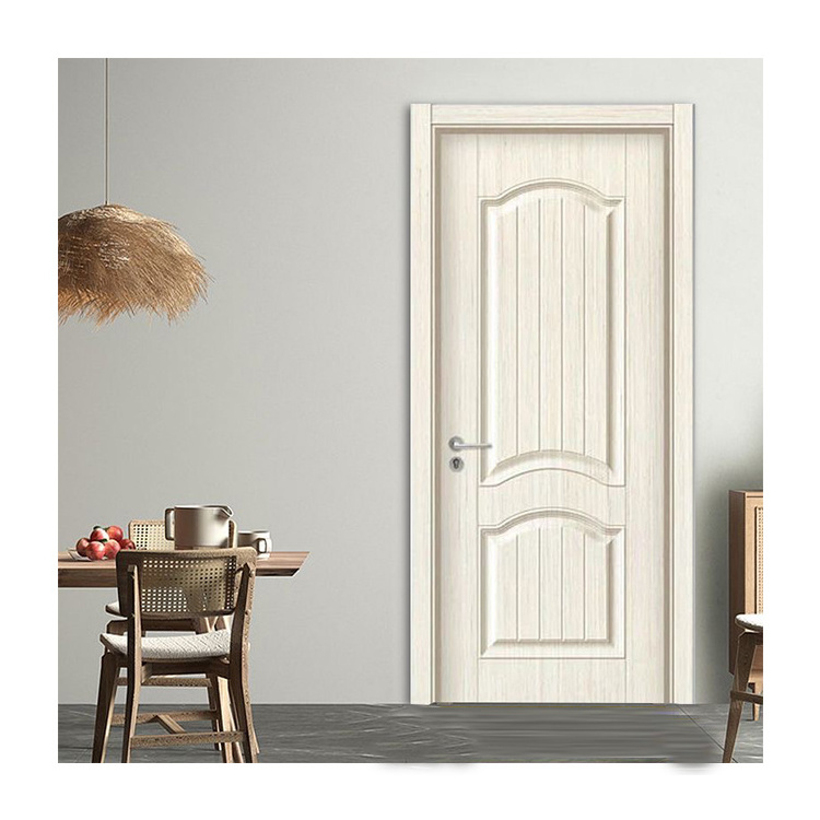 Factory White Engraved Solid Wooden Soundproof Prehung Doors Plastic Composite WPC Interior Doors MDF HDF Housing Bedroom Doors