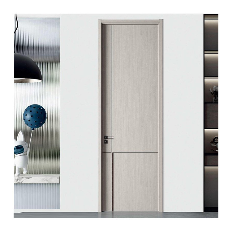 RTA Factory Grey Soundproof Doors Premium Solid Wooden Bedroom Shaker Doors Plywood Block Board Housing Bathroom Prehung  Doors