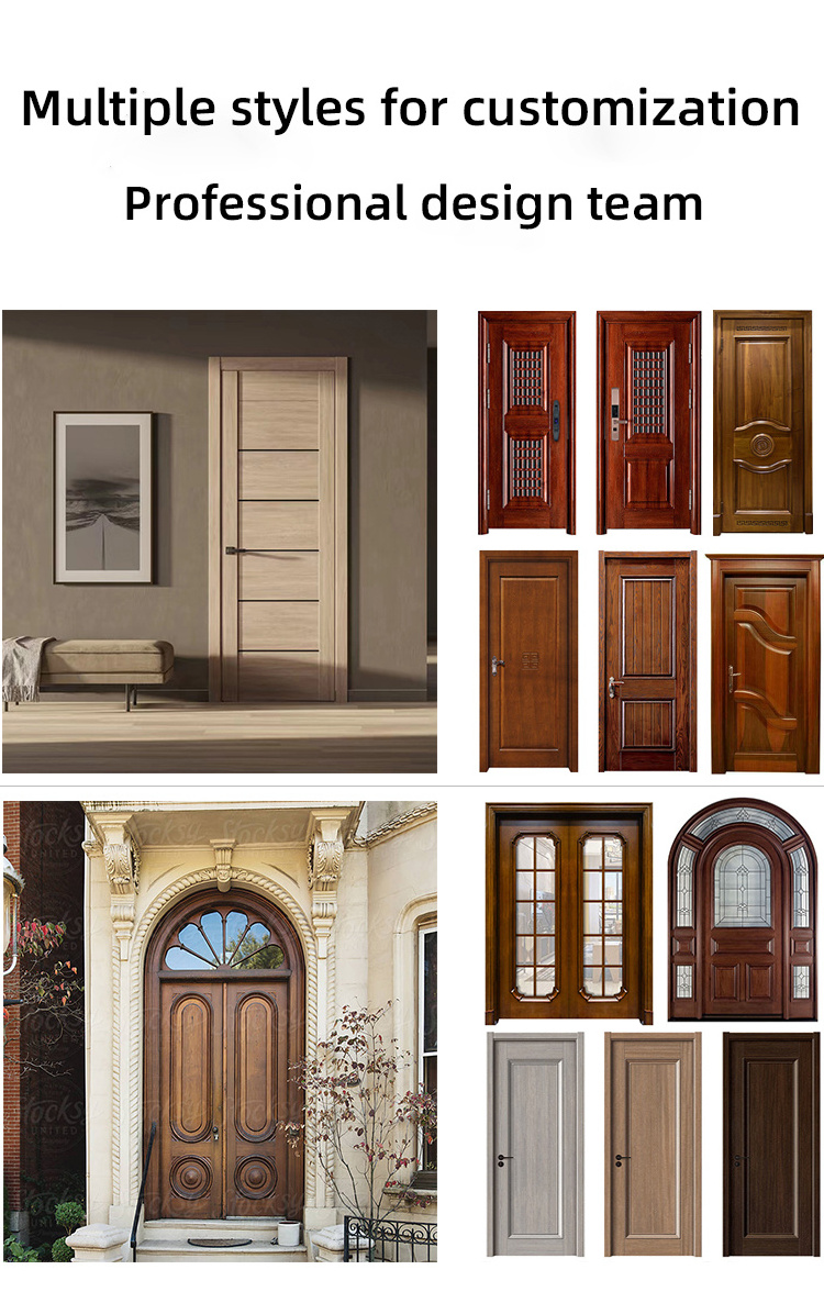 Factory White Engraved Solid Wooden Soundproof Prehung Doors Plastic Composite WPC Interior Doors MDF HDF Housing Bedroom Doors