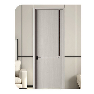 RTA Factory Direct Sales Beige Grey Solid Wood Reading Room Soundproof Prehung Doors Plastic Composite WPC Housing Bedroom Doors