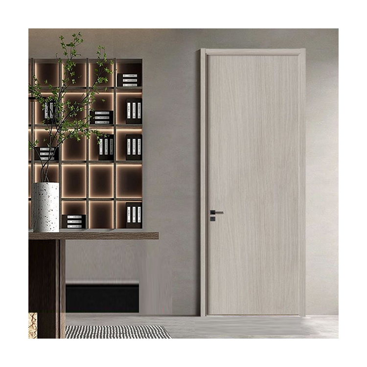 RTA Factory Direct Sales Solid Wood Reading Room Prehung Doors Plastic Composite WPC Shaker Doors Morden Housing Soundproof Door