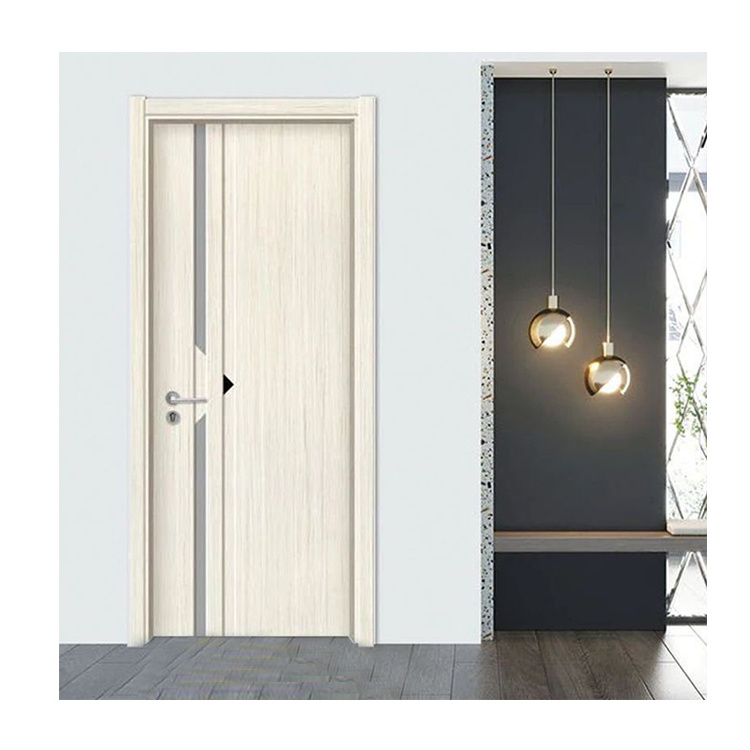 Factory Design White Beige Solid Wooden Reading Room Soundproof Prehung Doors Plastic Composite WPC Morden Housing Bedroom Doors