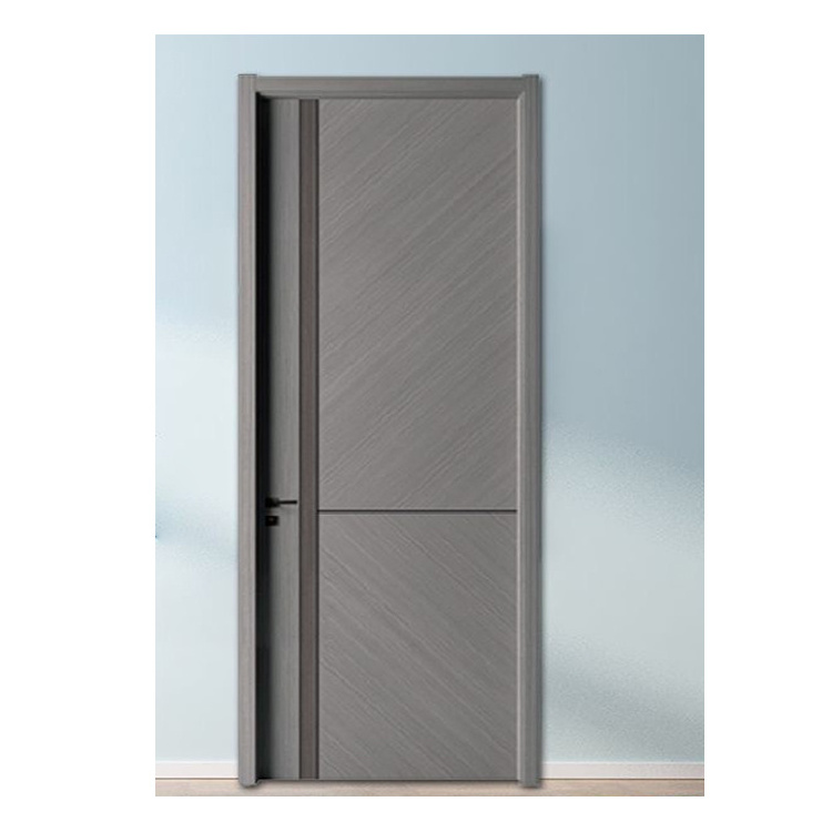 RTA Factory White Grey Engraved Solid Wooden Soundproof Prehung Doors Plastic Composite WPC Interior Doors MDF HDF Plywood Doors