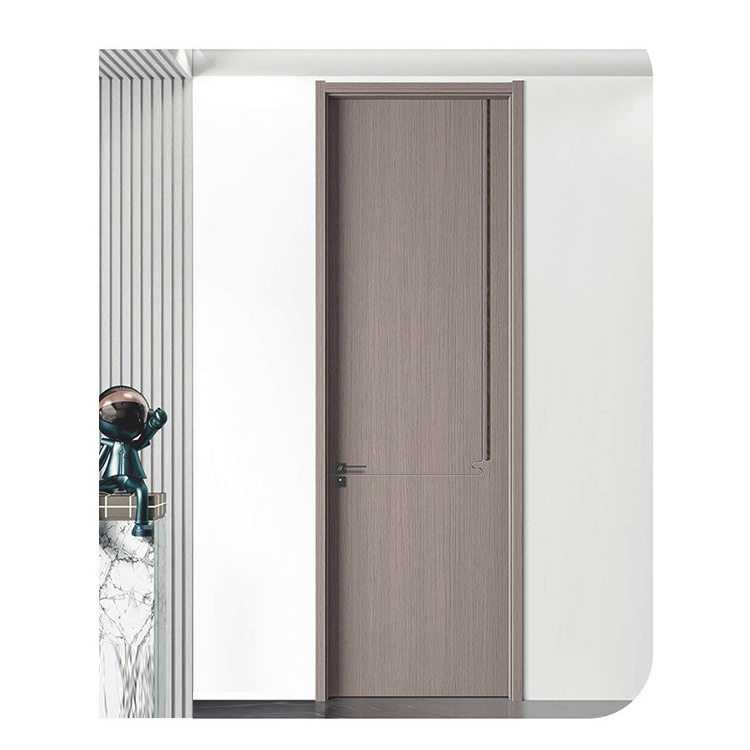 RTA Factory Direct Sales Beige Grey Solid Wood Reading Room Soundproof Prehung Doors Plastic Composite WPC Housing Bedroom Doors