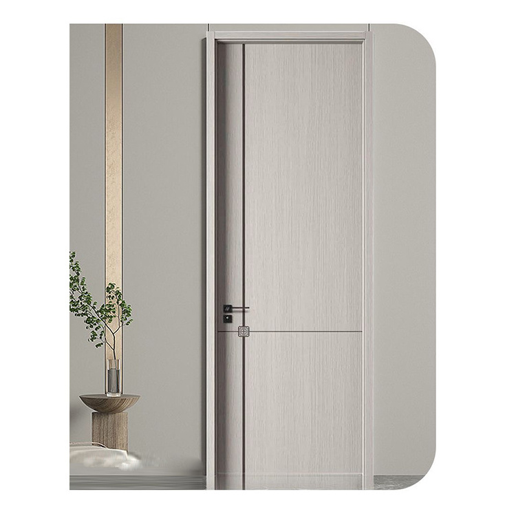 Factory Grey Beige Premium Original Solid Wood Reading Room Bedroom Soundproof Doors for House Morden Living Room Prehung Doors