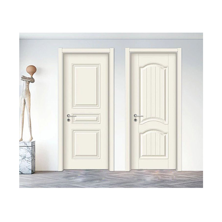 Factory White Engraved Solid Wooden Soundproof Prehung Doors Plastic Composite WPC Interior Doors MDF HDF Housing Bathroom Doors