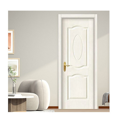 Factory White Engraved Solid Wooden Soundproof Prehung Doors Plastic Composite WPC Interior Doors MDF HDF Housing Bedroom Doors