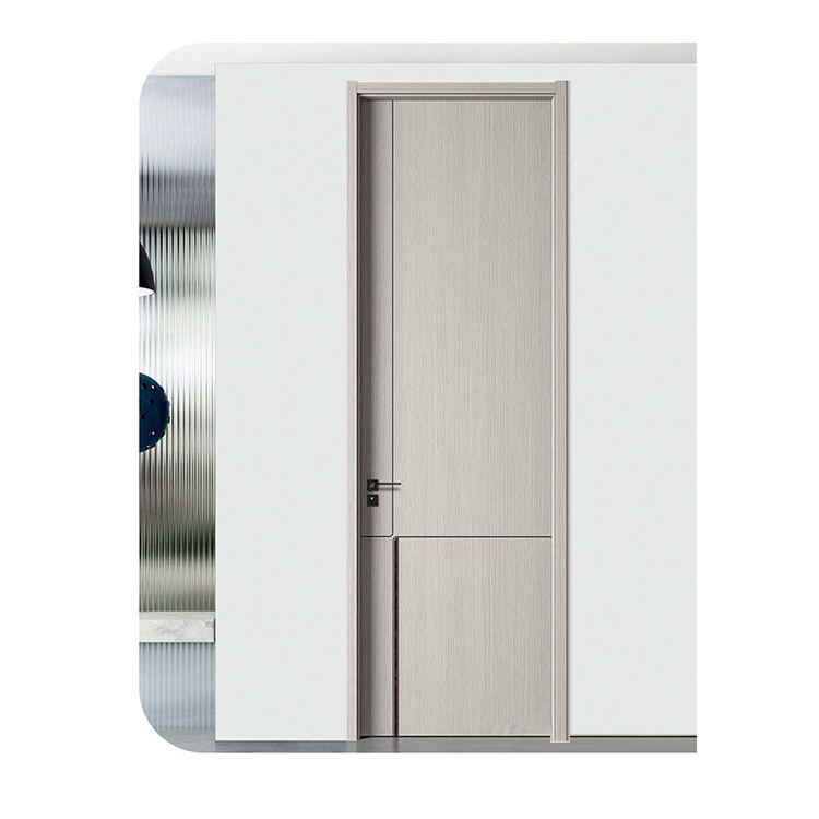 RTA Grey Beige Flat Doors Premium Solid Wooden Bedroom Soundproof Prehung Doors Composite WPC Reading Room Bathroom Shaker Doors