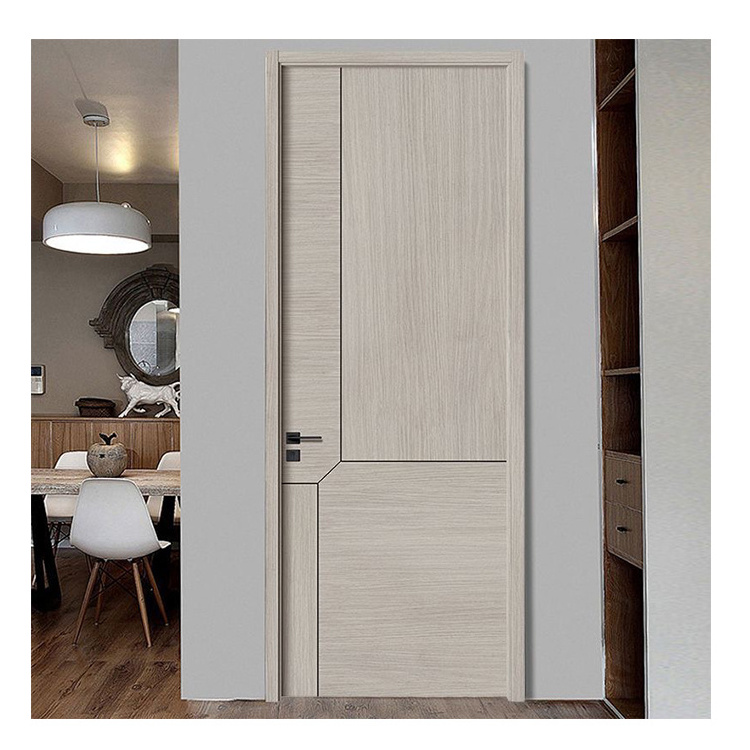 RTA Factory Direct Sales Solid Wood Reading Room Prehung Doors Plastic Composite WPC Shaker Doors Morden Housing Soundproof Door