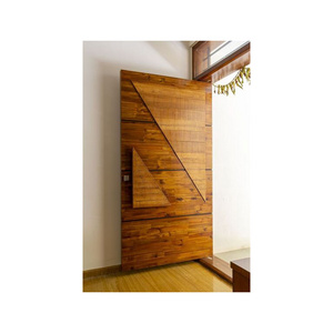 Factory Compeleted High End Morden Simple Geometry Style Handcrafted Original Solid Wood Block Board Durable Office Entry Doors