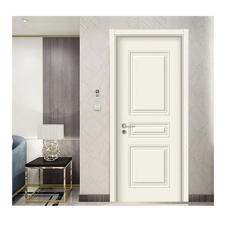 RTA Factory White Engraved Solid Wood Soundproof Prehung Doors Plastic Composite WPC Interior Shaker Doors Morden Interior Doors