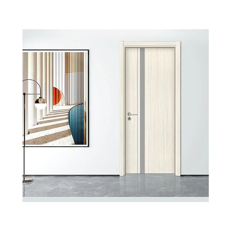 Factory White Engraved Solid Wooden Soundproof Prehung Doors Plastic Composite WPC Interior Doors MDF HDF Housing Bathroom Doors