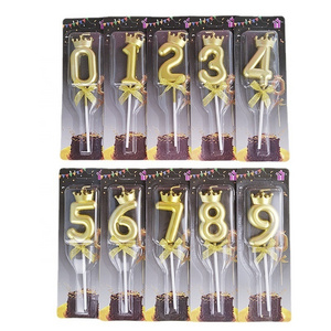 HiBirth high quality glitter birthday candles gold number candles Crown candle kids party things