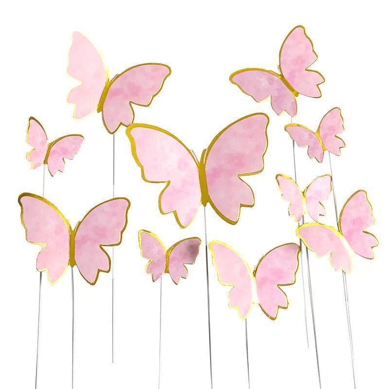 Hot Selling 10pcs Cake Topper For Cake Decoration Ins Style Butterfly Mother's Day Baking Supplies Wedding Cake Back To School