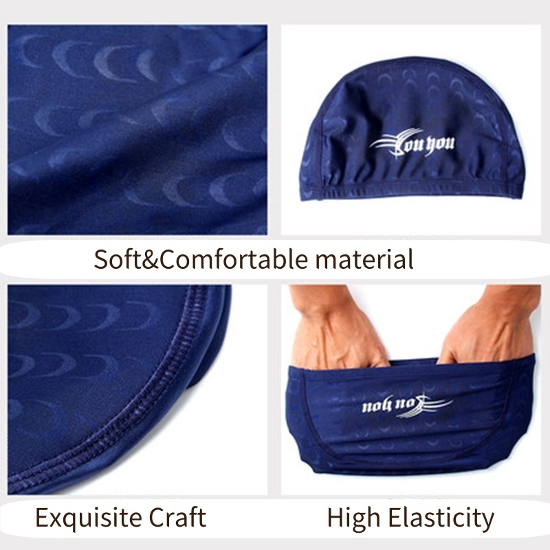 Hot Selling polyester swimming cap solid color summer elastic fabric material polyester swimming cap for Men&Youth