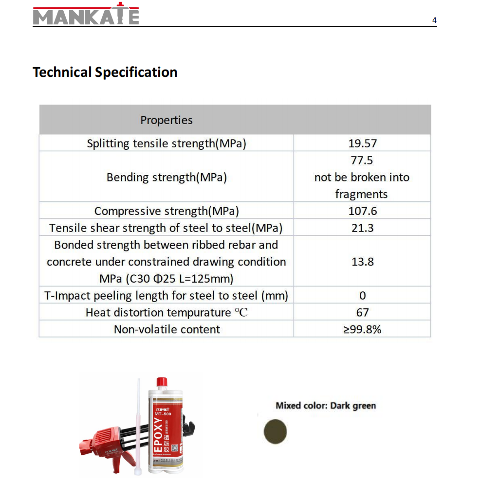MKT -500  2:1 Epoxy Resin  Concrete Chemical Construction Joints Sealant Anchor Adhesive