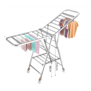 Stainless steel clothes drying rack foldable drying shelf wing-shaped multi-rod indoor balcony baby clothes hanger