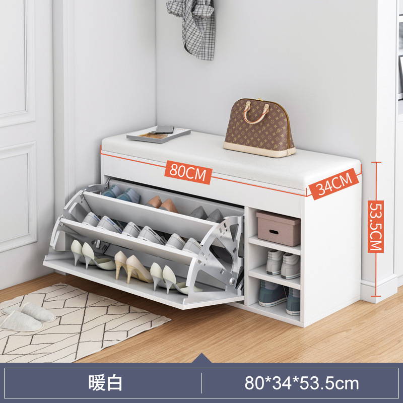 Nordic ultra-thin tipping shoe cabinet Home door large capacity shoe cabinet with cushion Simple and modern removable shoe cabin