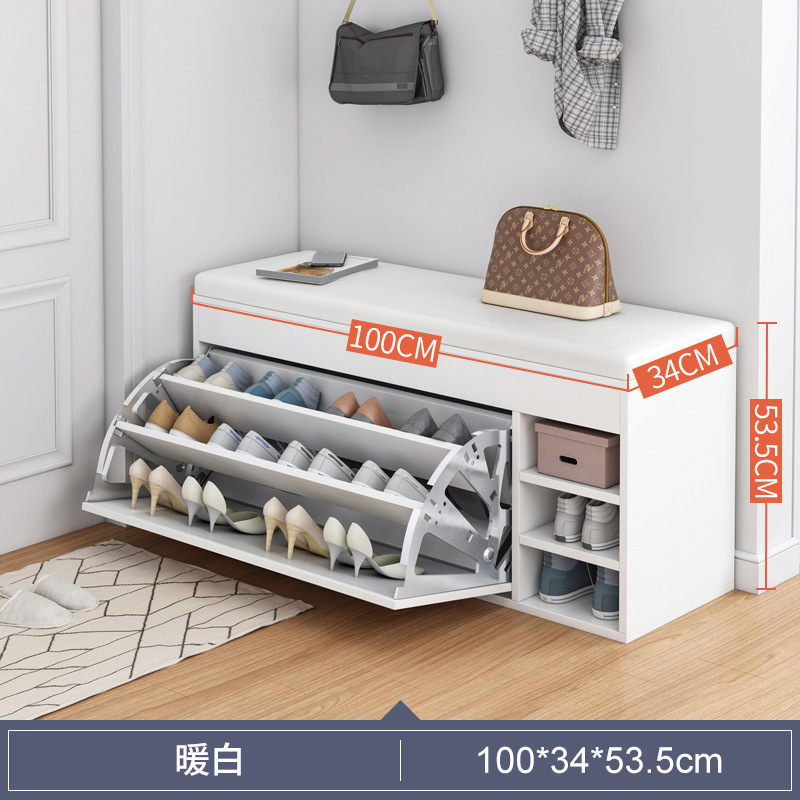 Nordic ultra-thin tipping shoe cabinet Home door large capacity shoe cabinet with cushion Simple and modern removable shoe cabin