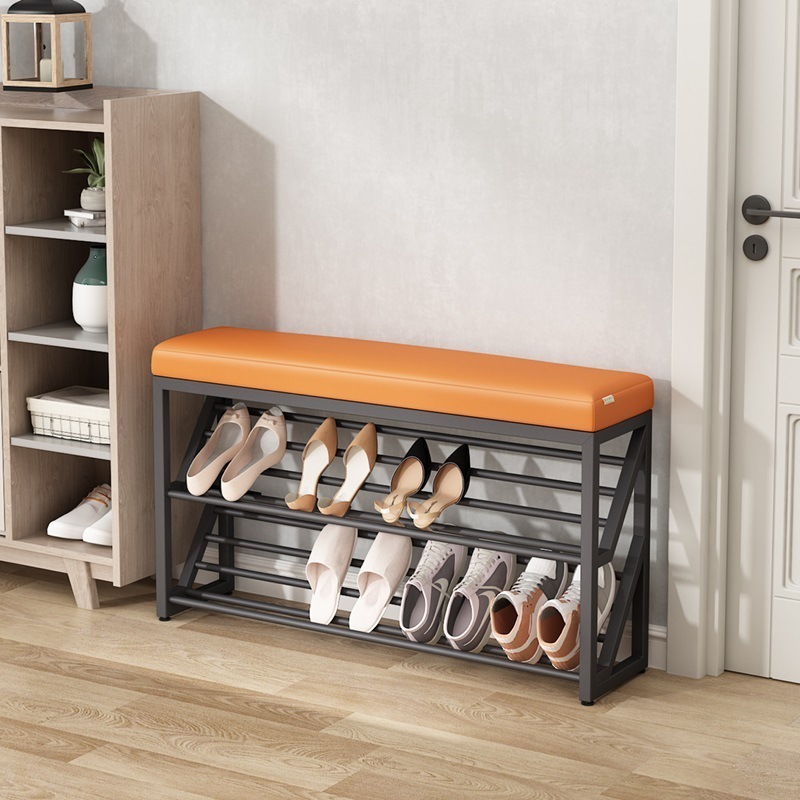 Home shoe-changing stool ultra-narrow household bench that can sit on a shoe rack metal shoe-changing stool