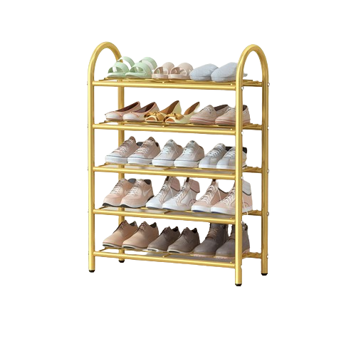 Wholesale narrow entryway metal frame shoe shelf gold frame hallway shoe rack simple iron shoe display racks