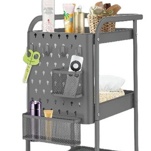 3 Tiers Bathroom Organizer Utility Cart Slide Storage Shelves Mobile Shelving Unit for Kitchen Bedroom Office Laundry Room