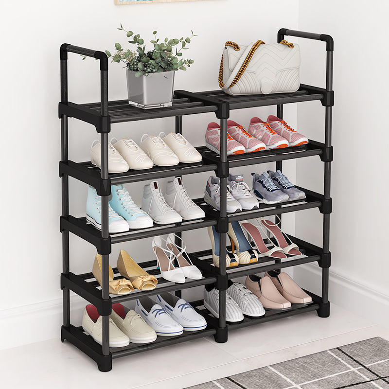 Wholesale black metal multi-fuctional adjustable shoe rack living room easy installation shoe shelf movable shoe storage shelf