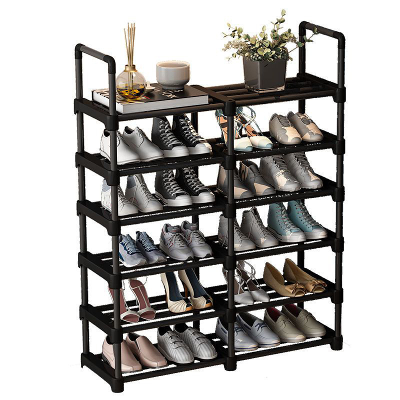 Wholesale black metal multi-fuctional adjustable shoe rack living room easy installation shoe shelf movable shoe storage shelf