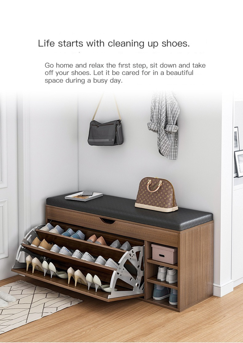 Modern Living Room Furniture Wooden Storage Bench Organiser Sitable rotating shoe rack white shoe rack cabinet with seat