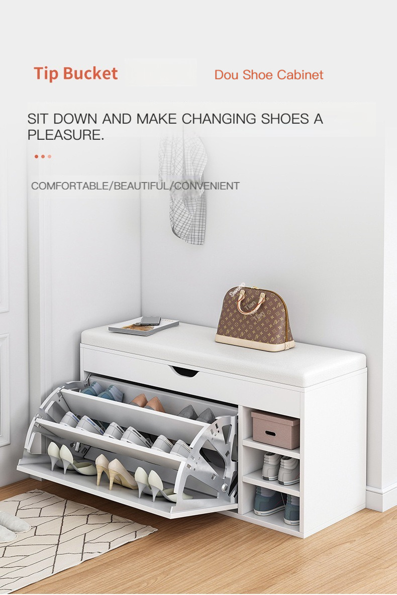 Modern Living Room Furniture Wooden Storage Bench Organiser Sitable rotating shoe rack white shoe rack cabinet with seat