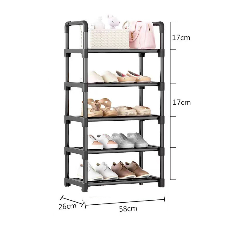 Factory wholesale metal stainless steel 3-column multi-layer Space Saving shoe rack