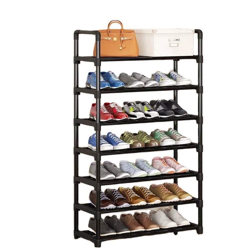 Factory wholesale metal stainless steel 3-column multi-layer Space Saving shoe rack