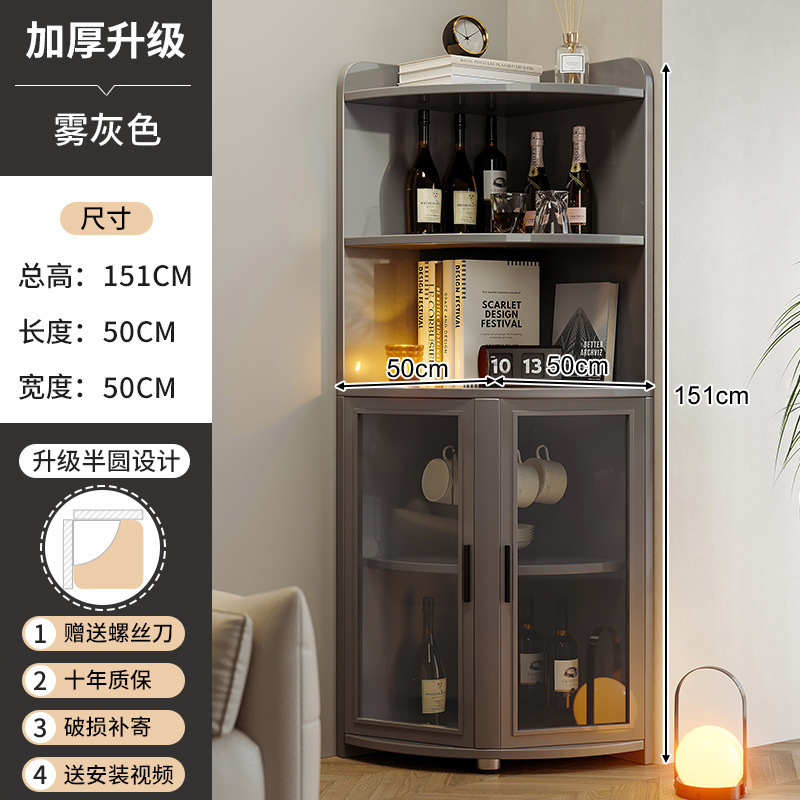 Italian corner cabinet transparent door bedroom storage cabinet living room corner storage cabinet