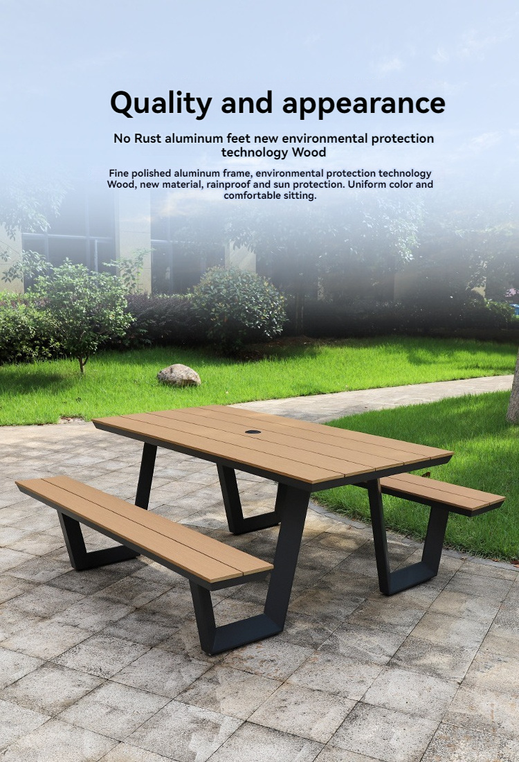 Picnic tables outdoor PS wood aluminium for restaurant outdoor folding tables and chairs outside patio table set for event