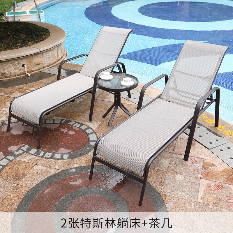 Sun Lounger With Adjustable Back Beach Outdoor Swimming Pool Folding Sun Lounger Chair