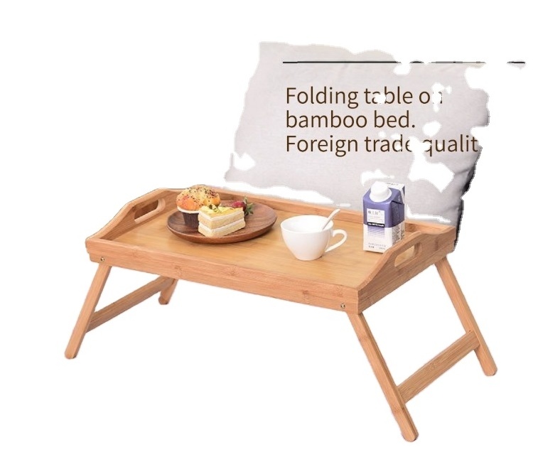 Bamboo Bed Tray Table with Foldable Legs Breakfast Desk for Sofa Bed Snacks Picnics Eating Working Grey