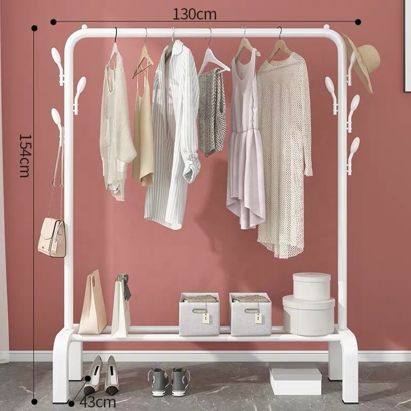 Movable clothes rack floor bedroom clothes folding hanger indoor simple drying rack balcony clothes drying rack