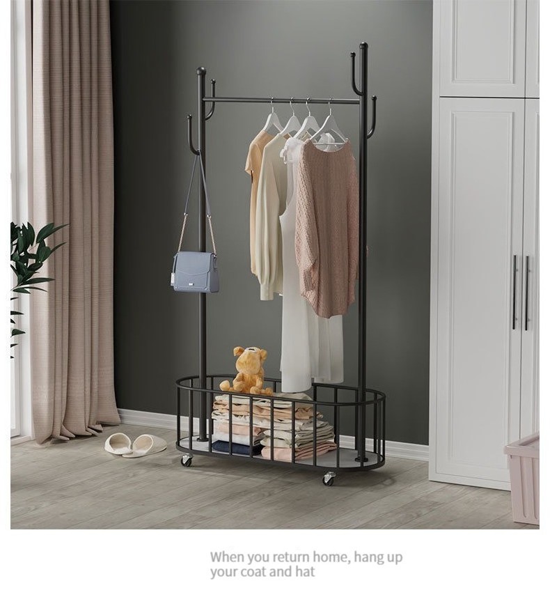 Clothing rack floor hanging gold luxury metal living room active tree stand Home storage organization Clothing rack with wheels