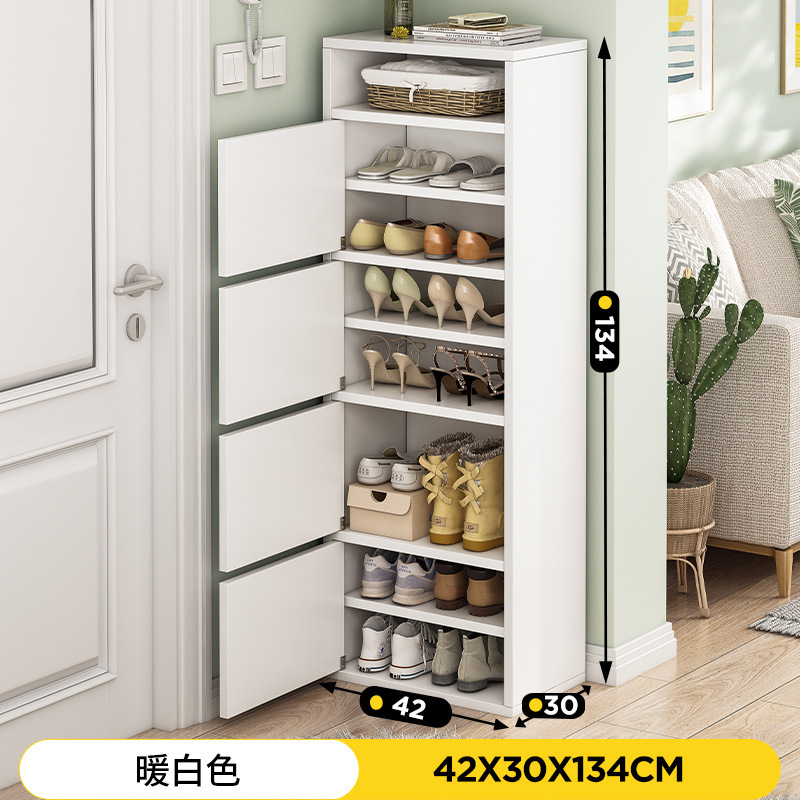 Simple shoe rack entryway home economical large storage multi-layer narrow shoe cabinet for small places with doors