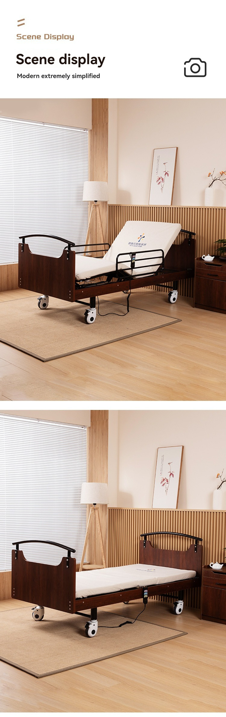 Factory adjustable hospital cheap multi functional clinic medical patient hospital rotating bed with sponge mattress