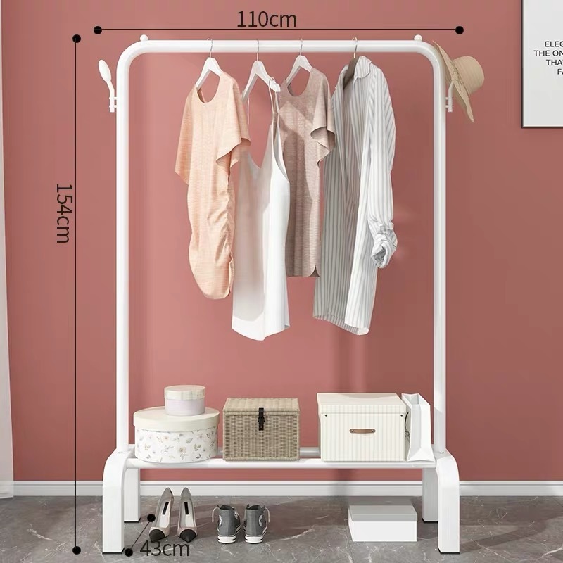 Movable clothes rack floor bedroom clothes folding hanger indoor simple drying rack balcony clothes drying rack