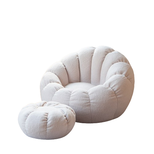 Wholesale minimalism couches living room lazy sofa modern white pumpkin shaped soft sofa