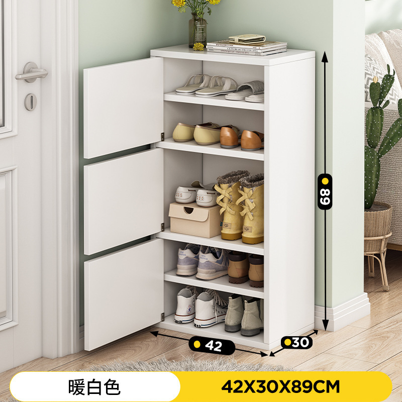 Simple shoe rack entryway home economical large storage multi-layer narrow shoe cabinet for small places with doors