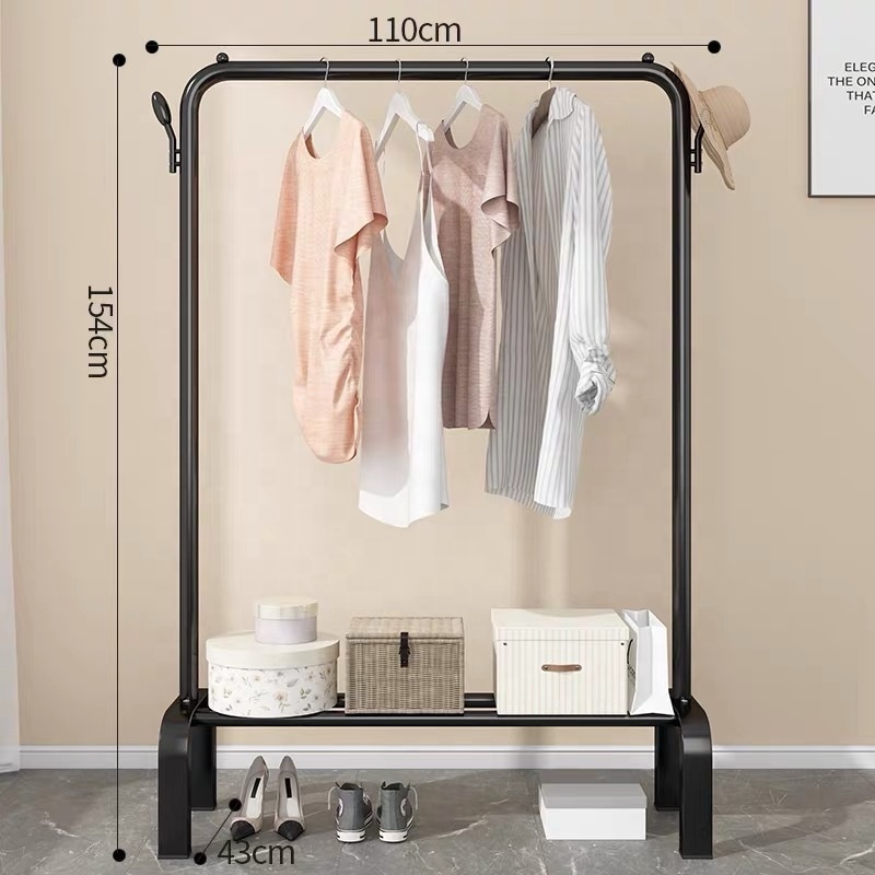 Movable clothes rack floor bedroom clothes folding hanger indoor simple drying rack balcony clothes drying rack