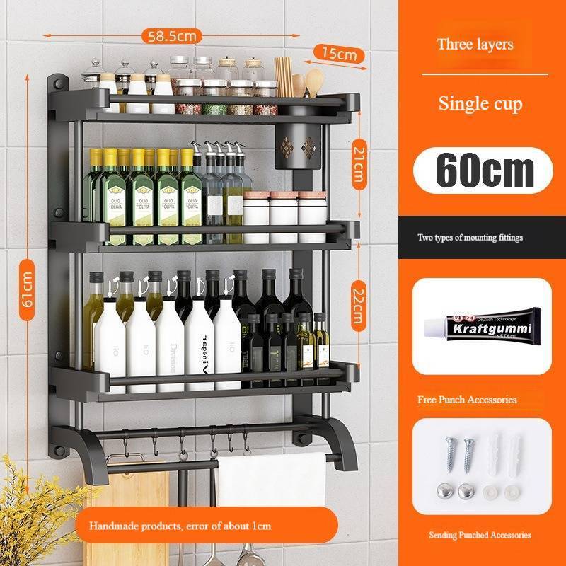 Kitchen wall mounted stainless steel storage rack kitchen knife and chopstick storage rack kitchen organizer spice rack storage